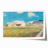 Modern Wall Art of a Tranquil Village Scene - Abstract Contemporary Style
