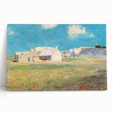 Modern Wall Art of a Tranquil Village Scene - Abstract Contemporary Style
