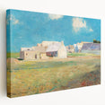 Modern Wall Art of a Tranquil Village Scene - Abstract Contemporary Style