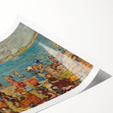 Modern Wall Art of Vibrant Beach Scene - Abstract Coastal Design