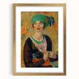 Modern Wall Art - Girl in Green Turban Portrait in Vibrant Impressionist Style