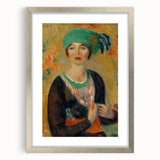Modern Wall Art - Girl in Green Turban Portrait in Vibrant Impressionist Style