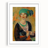 Modern Wall Art - Girl in Green Turban Portrait in Vibrant Impressionist Style