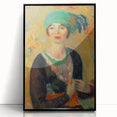 Modern Wall Art - Girl in Green Turban Portrait in Vibrant Impressionist Style