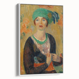 Modern Wall Art - Girl in Green Turban Portrait in Vibrant Impressionist Style