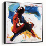 Framed abstract figurative canvas art showcasing a dynamic black design, presented in a sleek frame, perfect for modern home decor or gallery displays.