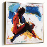 Abstract figurative framed canvas art featuring a blend of silver and gold hues, showcasing modern artistic design perfect for contemporary home decor.