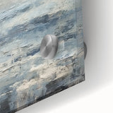 Close-up of an abstract landscape wall art piece, showcasing vibrant colors and fluid shapes on acrylic glass, perfect for modern home decor.