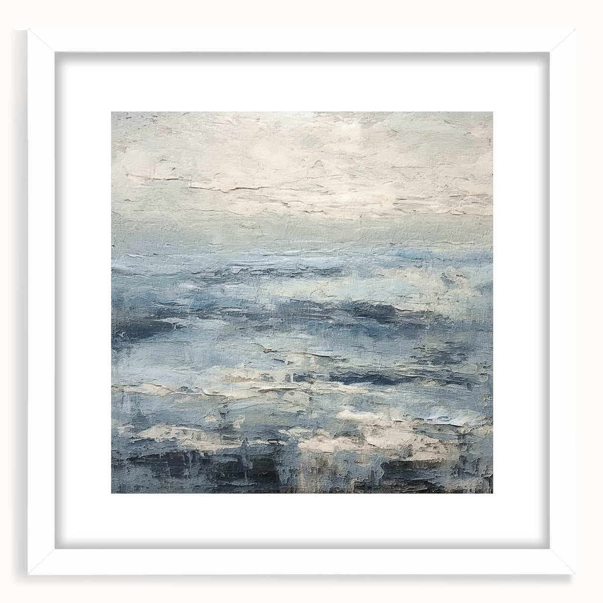 Abstract landscape wall art print framed with a white mat, showcasing vibrant colors and modern design elements, perfect for contemporary home decor.