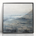 Framed abstract landscape wall art featuring vibrant colors and geometric shapes, set against a sleek black frame, perfect for modern home decor.