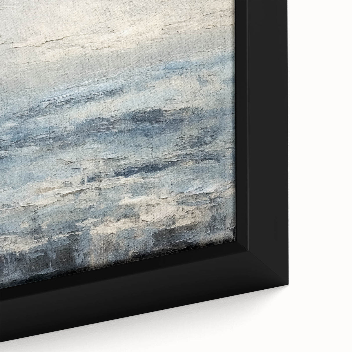 Close-up of a framed abstract landscape wall art piece showcasing vibrant colors and intricate textures, perfect for modern home decor or office spaces.