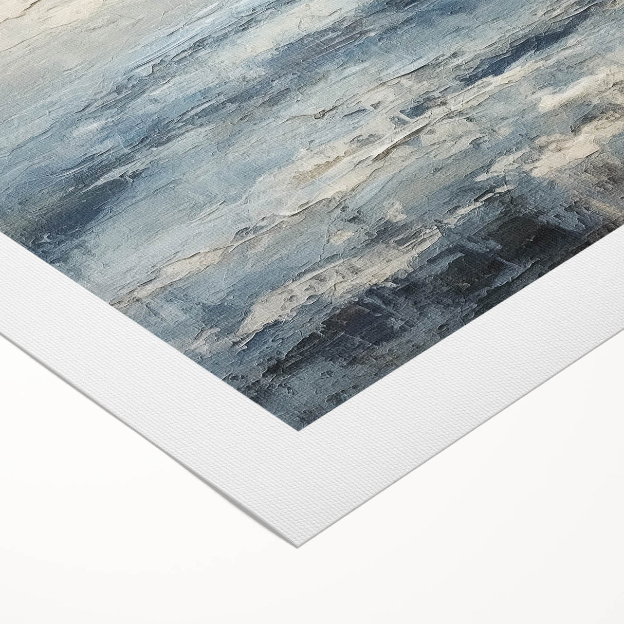 Abstract landscape wall art on rolled canvas showcasing vibrant colors of blue and gold, ideal for modern home décor, emphasizing creativity and style. Perfect for adding a contemporary touch to living spaces.