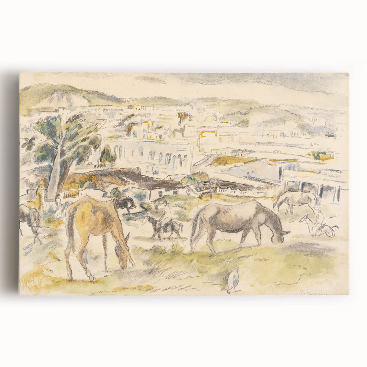 Expressionist Art - Horses in Landscape by Jules Pascin
