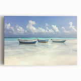 Stretched canvas art depicting a vibrant beach landscape with vivid colors and serene waves, perfect for coastal decor enthusiasts seeking a tranquil ambiance.