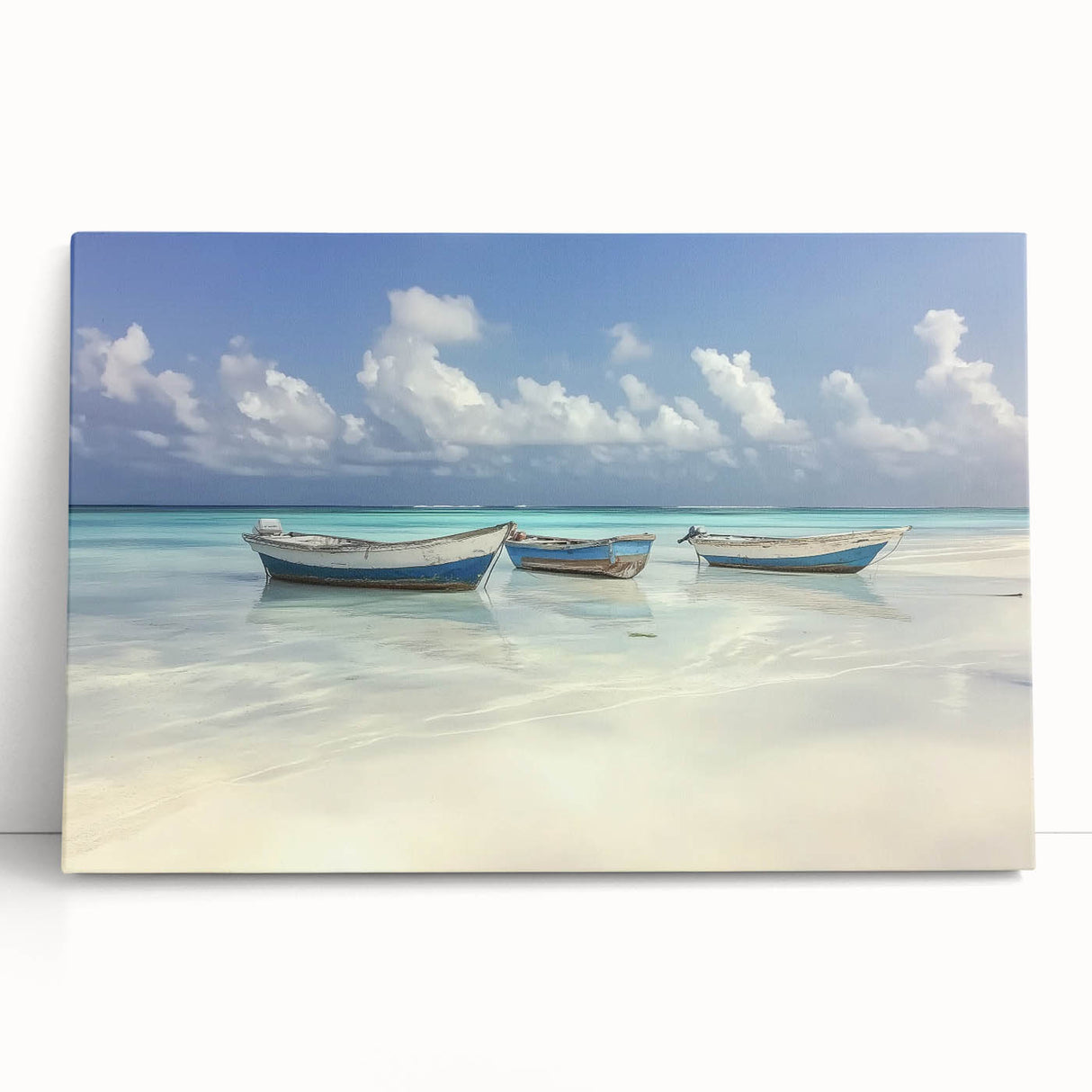 Vibrant landscape canvas art showcasing serene beach scenery with azure waters and golden sands, perfect for coastal-themed decor and relaxation vibes.