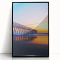 Framed acrylic artwork depicting a stunning landscape view of a bridge, featuring vibrant colors and intricate details, ideal for home or office decor.