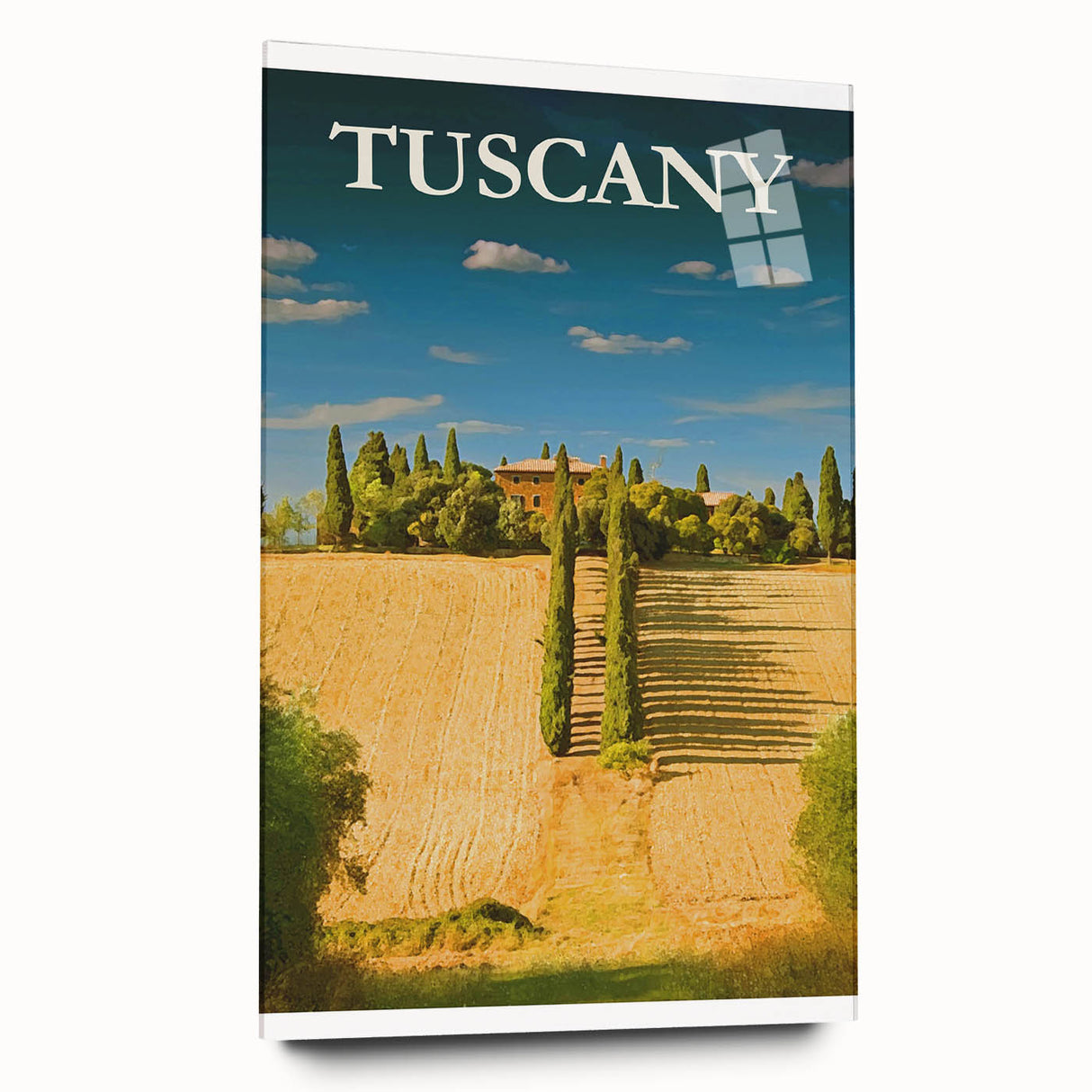 Retro Tuscany Travel Poster - Vintage Italy Landscape Wall Art