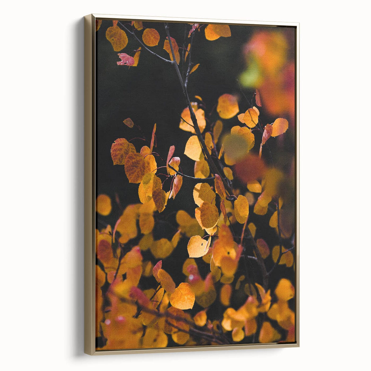 Framed canvas featuring a vintage-style landscape painting with autumnal hues, ideal for bedroom wall art.