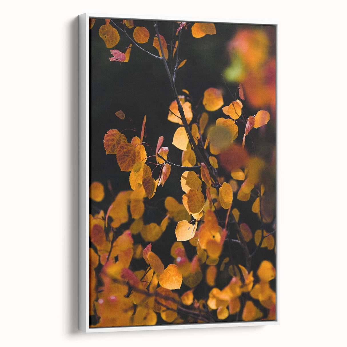 Vintage poster art depicting autumn scene on framed canvas, featuring earthy tones, ideal for living room decor.