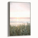 Landscape art painting on framed canvas featuring a vintage poster style with vibrant summer colors.