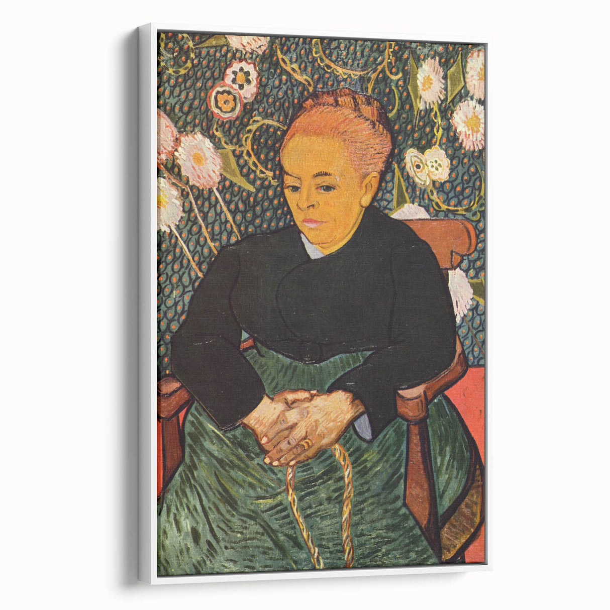Extra large framed canvas featuring a vintage Van Gogh poster art in vibrant colors, ideal for living room decor.