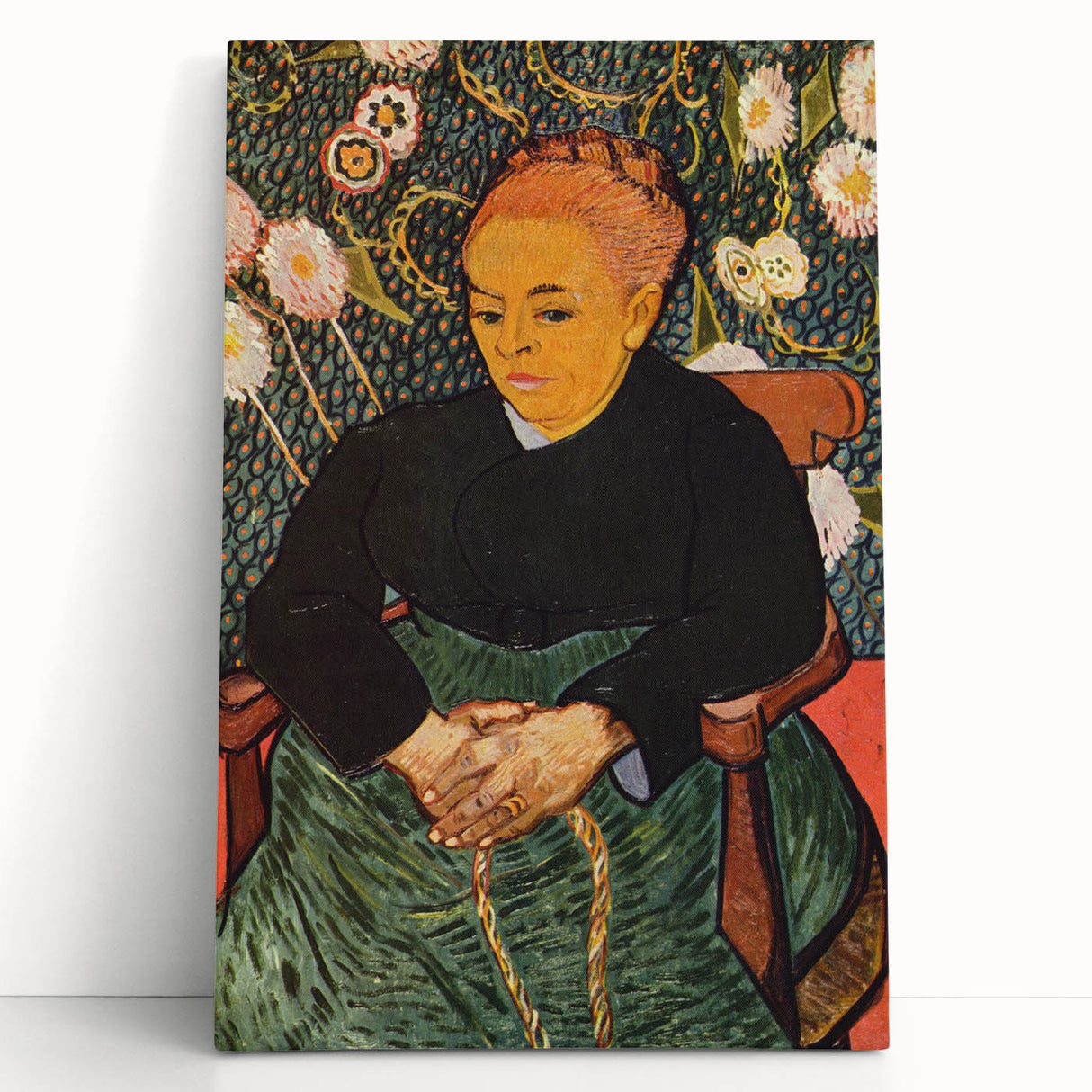 Large black and white stretched canvas print of Van Gogh's artwork, ideal for kitchen wall art.