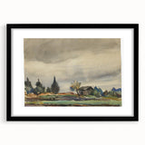 Modern Wall Art of Rainy Landscape Scene - Minimalist Contemporary Style