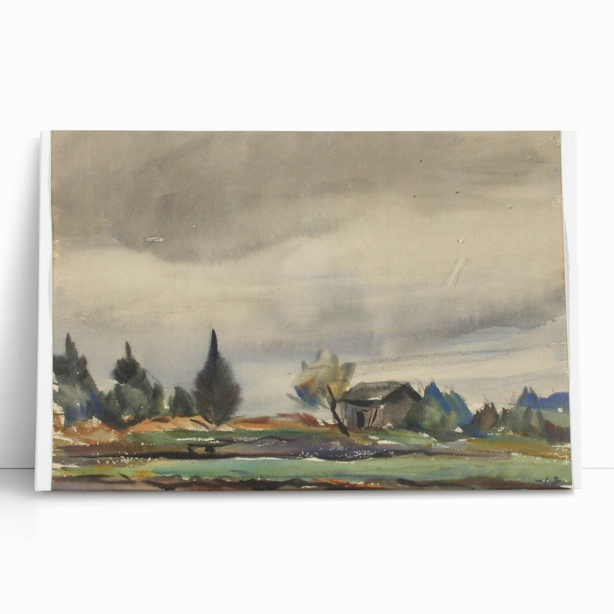 Modern Wall Art of Rainy Landscape Scene - Minimalist Contemporary Style