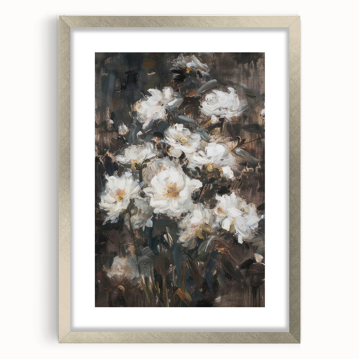 Moody Floral Living Room Wall Art – Modern Canvas Print