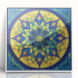 Abstract geometric design featuring a framed acrylic artwork in white, showcasing bold shapes and colors. Ideal for modern home decor and gallery displays.