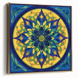 Abstract geometric framed canvas artwork in silver and gold tones, showcasing modern design elements perfect for contemporary decor, ideal for living rooms or offices.