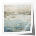 Abstract landscape wall art print showcasing vibrant colors and fluid shapes, ideal for modern home decor, displayed in a glossy mockup setting.