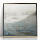 Framed abstract landscape wall art featuring gold accents and vibrant colors, ideal for modern home decor, enhancing living spaces with elegance.