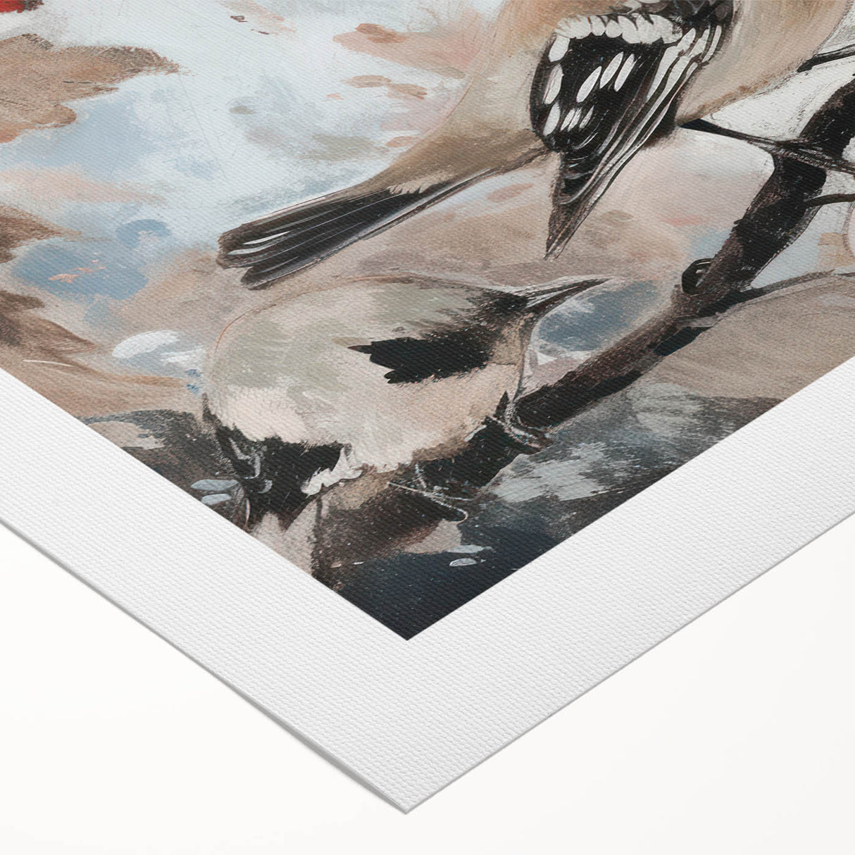 Rolled canvas print showcasing a vibrant animal-themed design, featuring intricate details and rich colors, securely packaged in a sturdy cardboard tube for safe delivery.