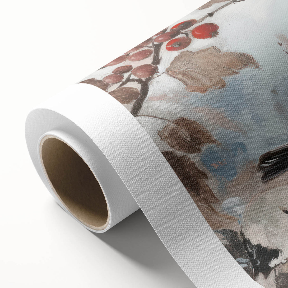 Rolled canvas showcasing vibrant African animal art design, featuring intricate details and earthy colors, securely packaged in a protective cardboard tube for easy transport. Ideal for home decor enthusiasts seeking unique wall art.
