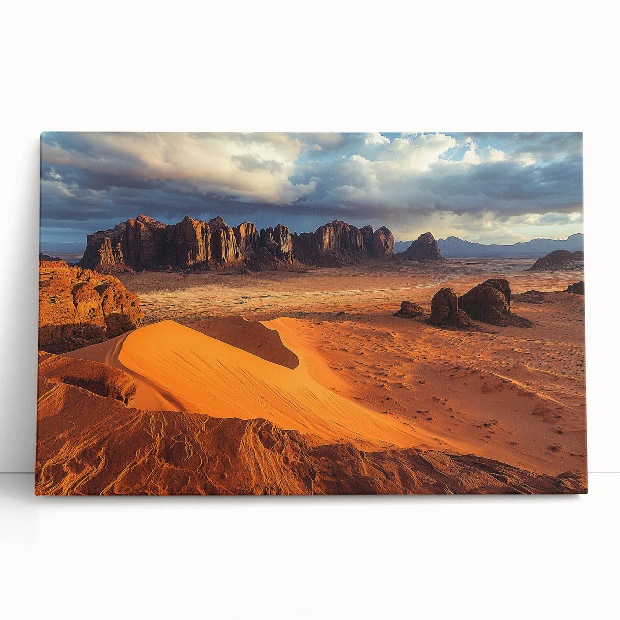 Stretched canvas art depicting a stunning coastal landscape with dramatic cliffs and vibrant colors, ideal for enhancing modern home decor and creating a serene atmosphere.