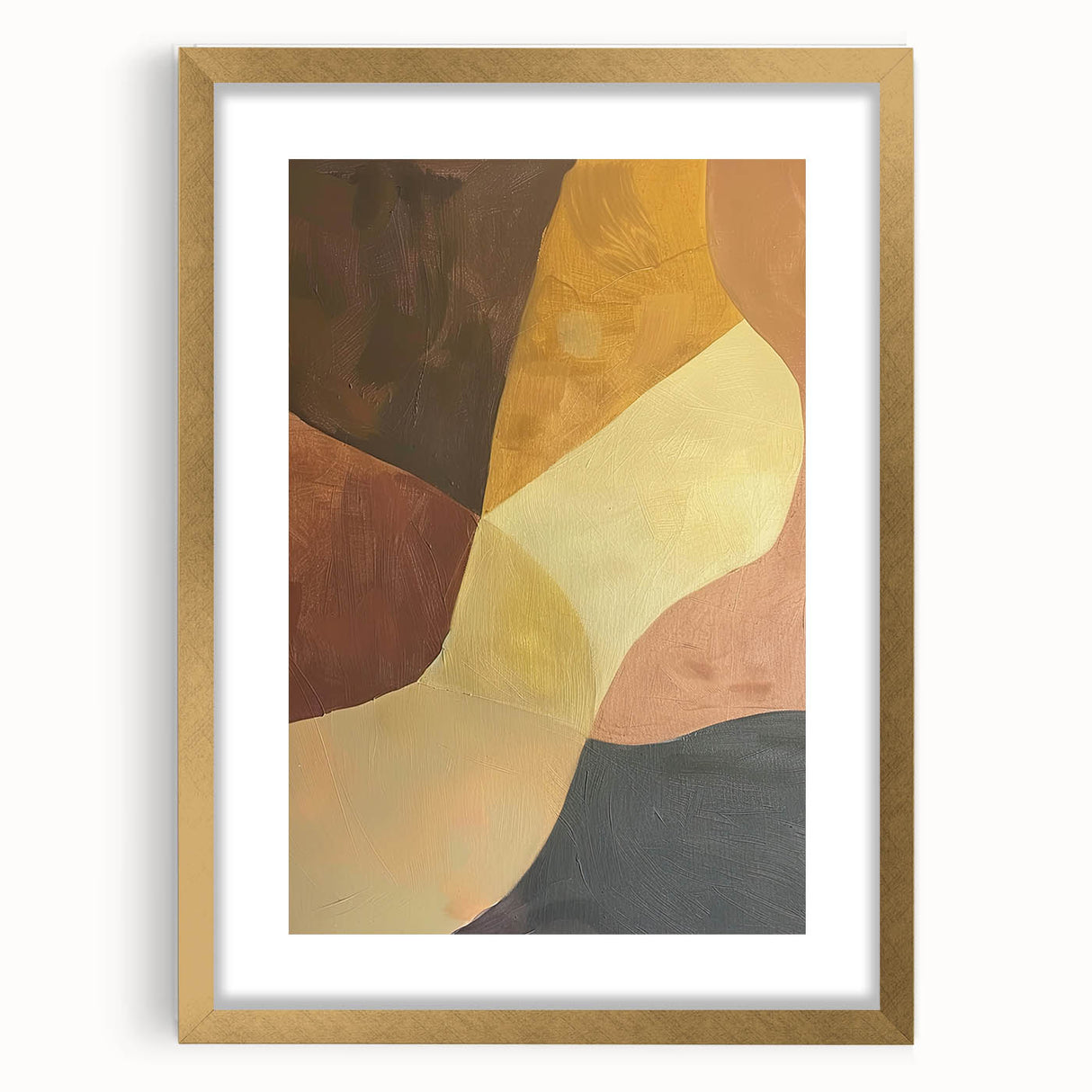 Modern Dining Room Wall Art - Abstract Brown & Gold Canvas Print