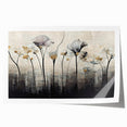 Abstract floral wall art print showcasing vibrant colors and intricate patterns, rolled for easy transport, ideal for modern home decor and artistic flair.