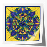 Abstract geometric art print mockup showcasing vibrant colors and sharp angles on a glossy surface, ideal for modern home decor and design inspiration.