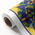 Abstract geometric rolled canvas artwork showcasing vibrant shapes and colors, ideal for modern home decor. Packaged securely in a protective tube for delivery.