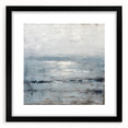 Abstract landscape wall art framed with a black mat, showcasing vibrant colors and fluid shapes that evoke tranquility, perfect for modern home decor.