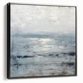 Framed abstract landscape wall art in black, showcasing bold colors and geometric patterns, ideal for modern home decor. Side view highlights its sleek design.