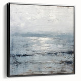 Framed abstract landscape wall art in black, showcasing bold colors and geometric patterns, ideal for modern home decor. Side view highlights its sleek design.