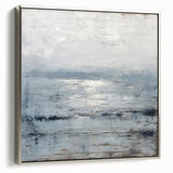 Framed abstract landscape wall art in silver frame, showcasing vibrant colors and fluid shapes, perfect for modern home decor and artistic interiors.