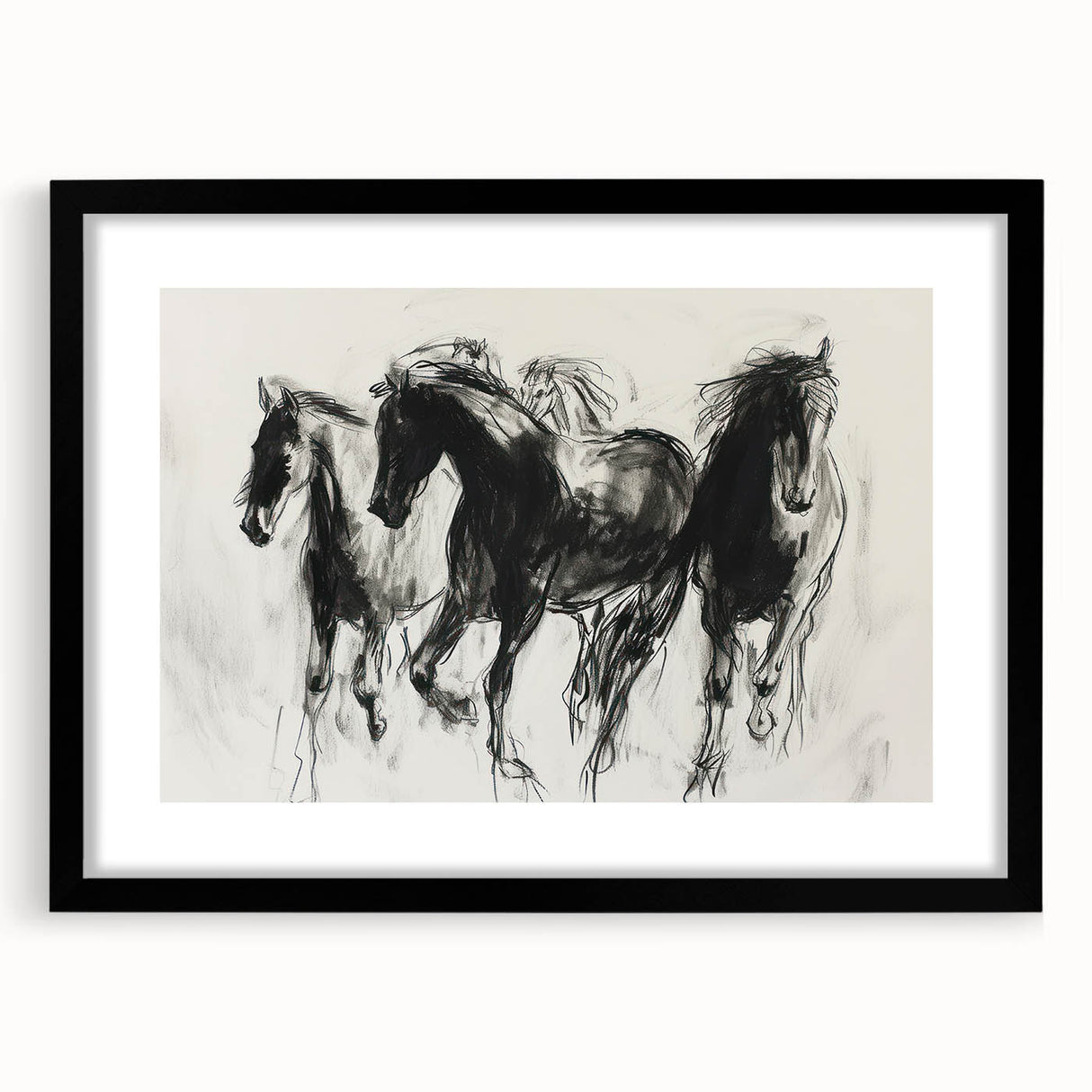 Black framed animal-themed wall art featuring intricate designs and a white mat, ideal for modern decor in living rooms or offices, enhancing aesthetic appeal.