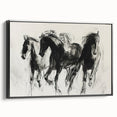 Framed canvas art showcasing a vibrant animal design on a black background, viewed from the side, ideal for modern home decor and animal lovers.