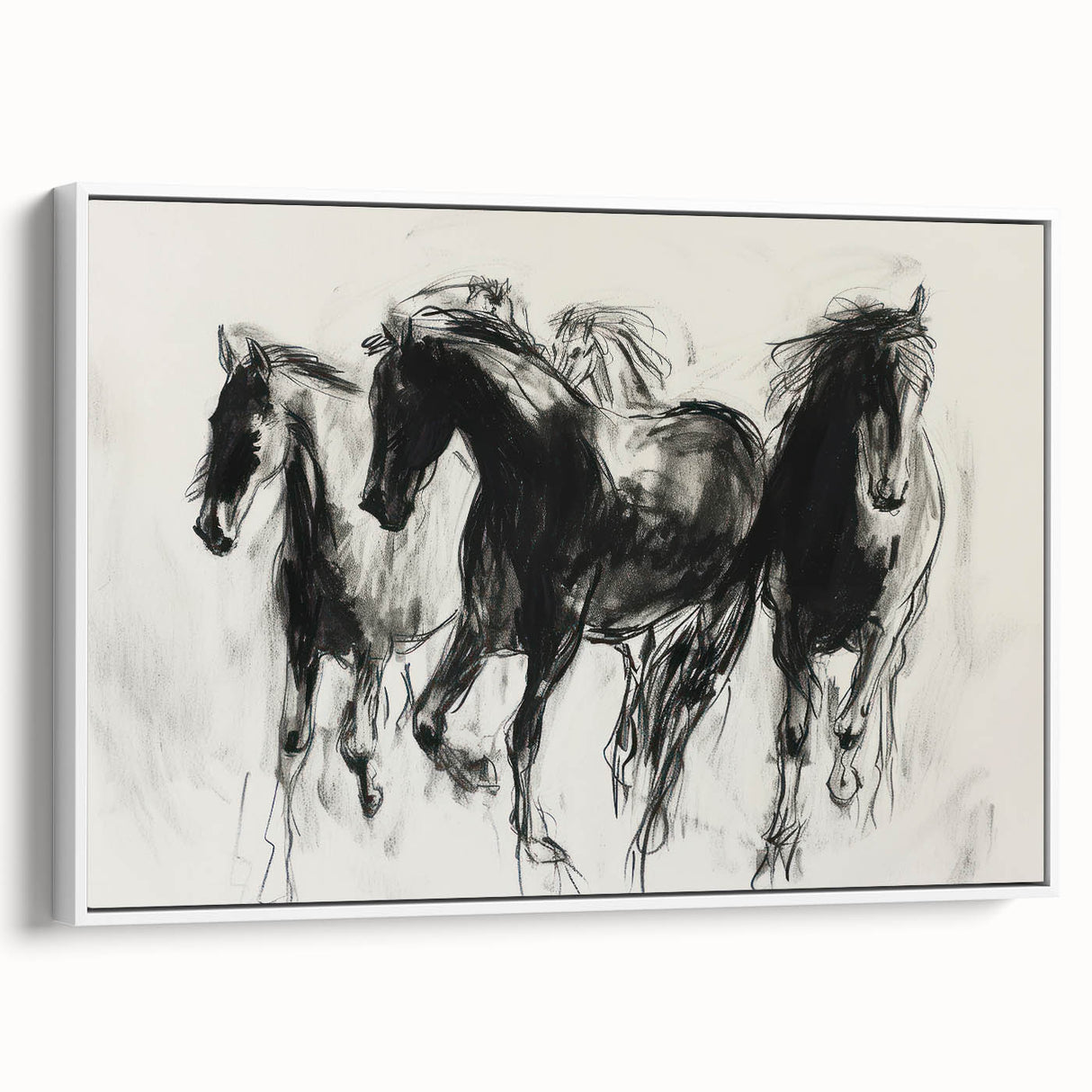 Framed canvas artwork showcasing a vibrant animal design with a white border, displayed from a side view, ideal for home decor and wildlife enthusiasts.