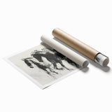 Rolled print showcasing vibrant animal illustrations in a whimsical style, perfect for children's rooms or playful decor, securely packaged in a protective tube.