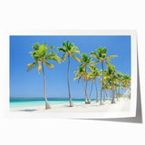 Rolled landscape print showcasing a serene beach scene with soft waves and golden sand, elegantly packaged in a protective cardboard tube for easy display.