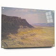 Acrylic glass artwork displaying a vibrant landscape of canyons, showcasing rich colors and intricate details, mounted with pins for an elegant presentation. Ideal for home decor enthusiasts looking to enhance their space with stunning nature-inspired designs.